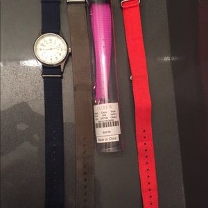 J. Crew Timex watch with 3 extra straps.